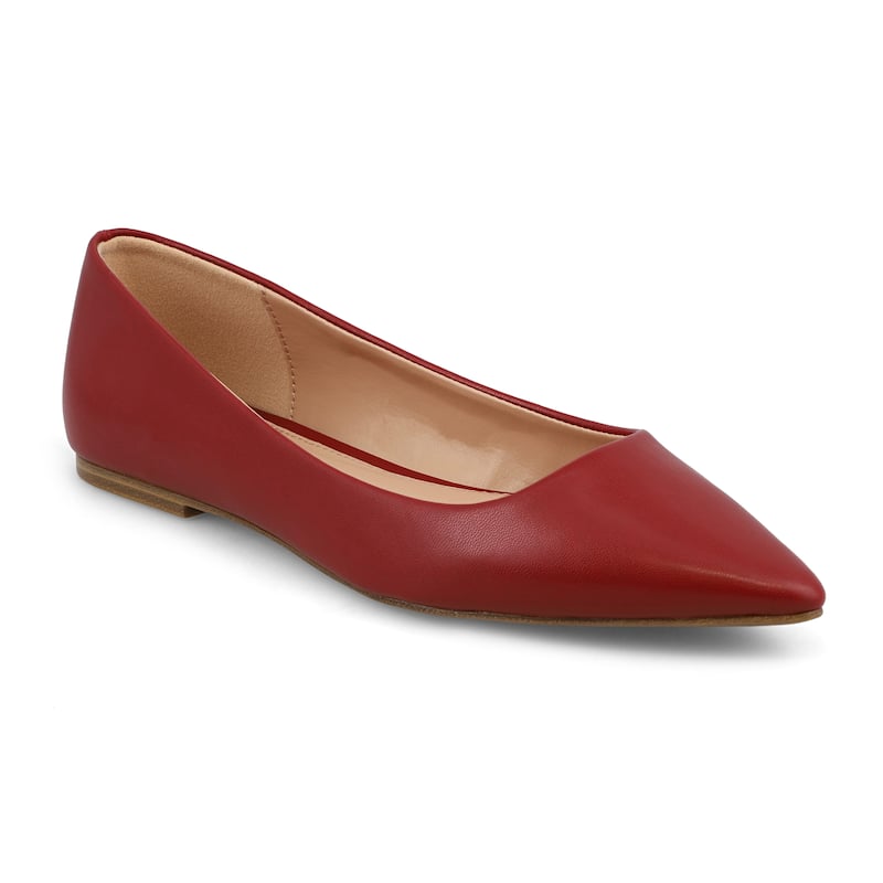 MIA Avi Pointed-Toe Faux Leather Flat - Deep Red - 7.5