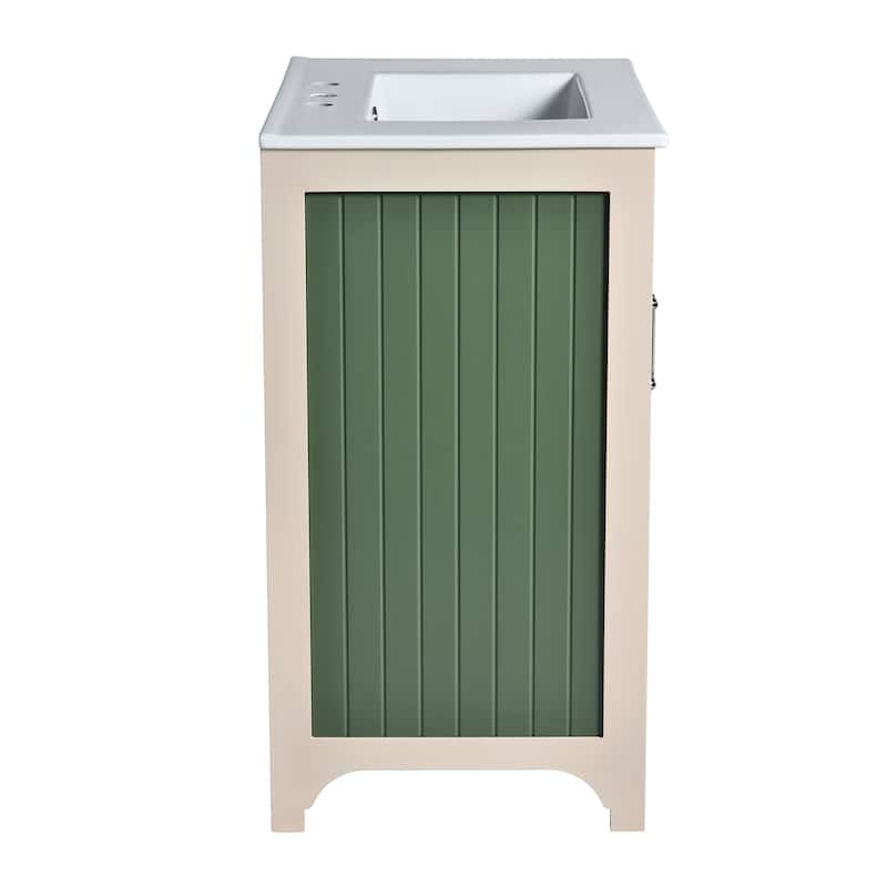 Bathroom Vanity with Sink Combo Set, Bathroom Storage Cabinet with Height Adjustable Shelf, Vanity Set with Ceramic Sink