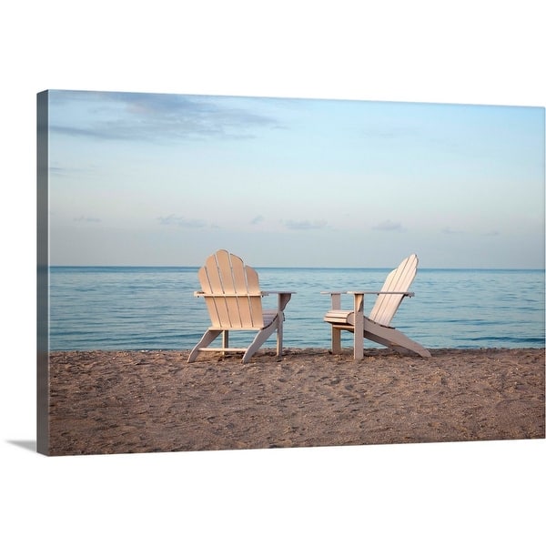 Shop Two Adirondack Chairs On The Beach Canvas Wall Art Overstock 16482502