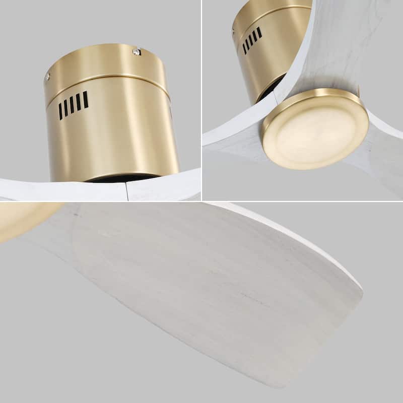 52 inch Flush Mount Ceiling Fans With/Without Lights & Remote Solid Wood Fans For Bedroom