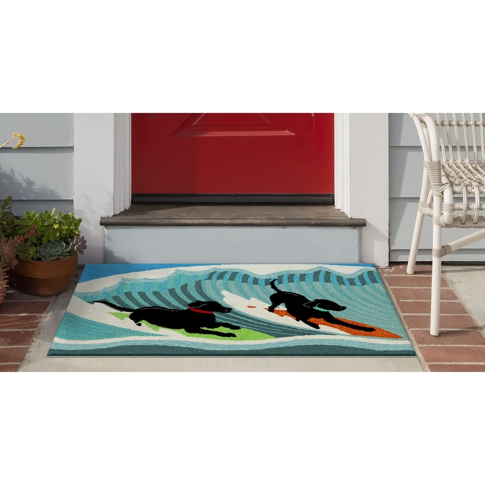 Liora Manne Frontporch Surfing Dogs Indoor/Outdoor Rug