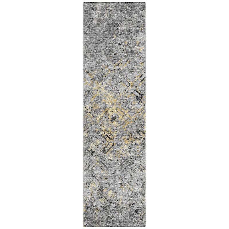 Machine Washable Indoor/ Outdoor Chantille Distressed Diamonds Rug