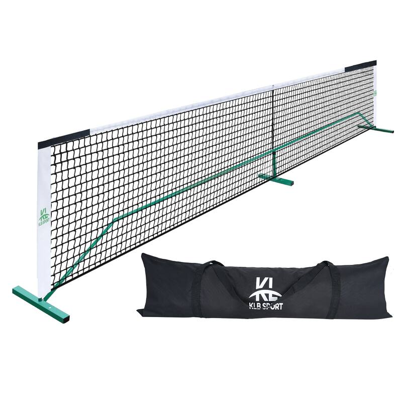 Roomfitters 22 ft Pickleball Net with Steady Metal Frame, All-Weather Setup for Outdoor and Indoor Driveways, Black White - Black White