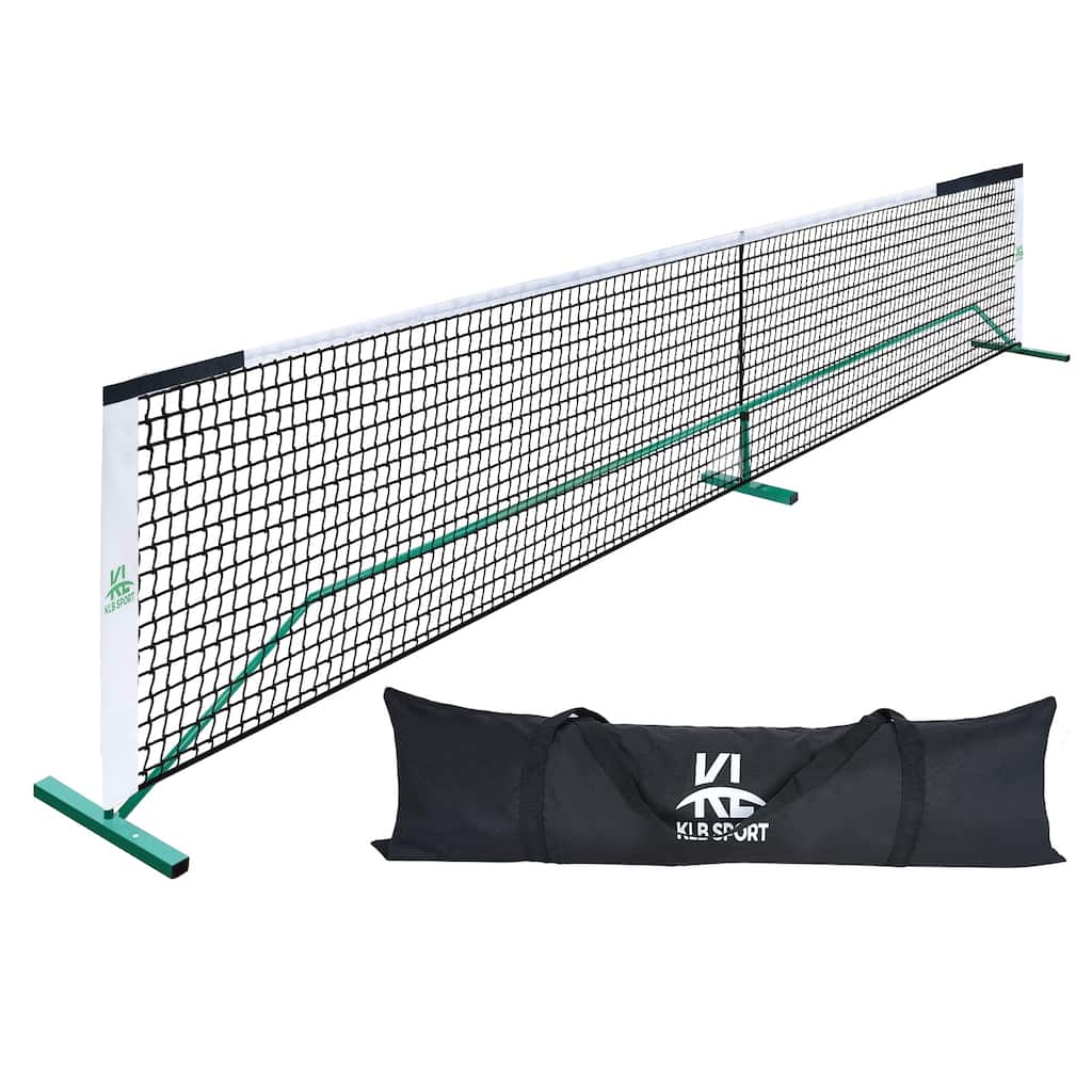 Roomfitters 22 ft Pickleball Net with Steady Metal Frame, All-Weather Setup for Outdoor and Indoor Driveways, Black White