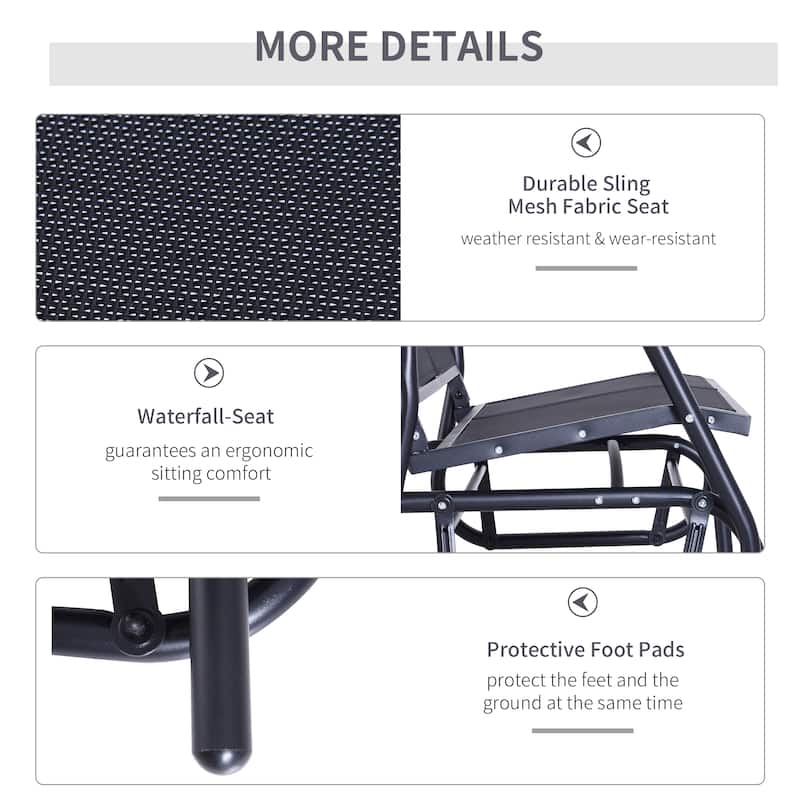 Outsunny 2-person Black Outdoor Double Rocker Glider Bench