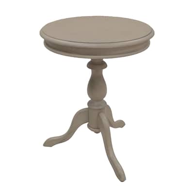 25.25" Weathered Gray Round Side Table with Pedestal Base Curving Feet