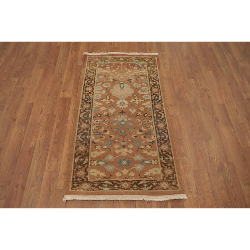 Hand Knotted Oriental 100% Wool Carpet Traditional All-Over Brown Ziegler Area Rug - 3' 10'' X 2' 1''