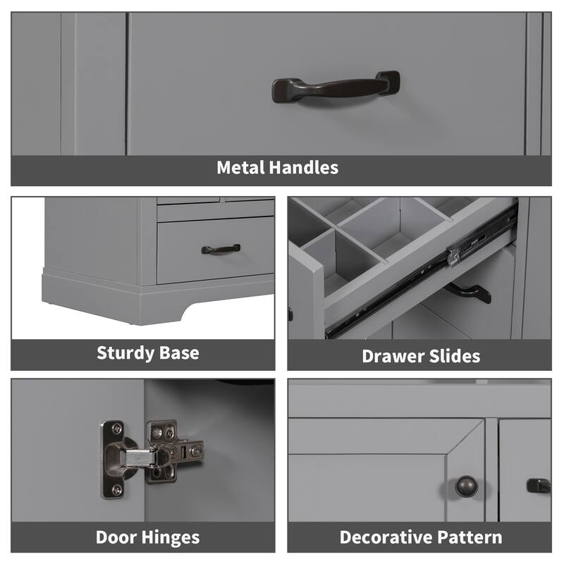 Modern 36" Bathroom Vanity with Sink, Six Drawers, Adjustable Shelf & Multi-Functional Dividers