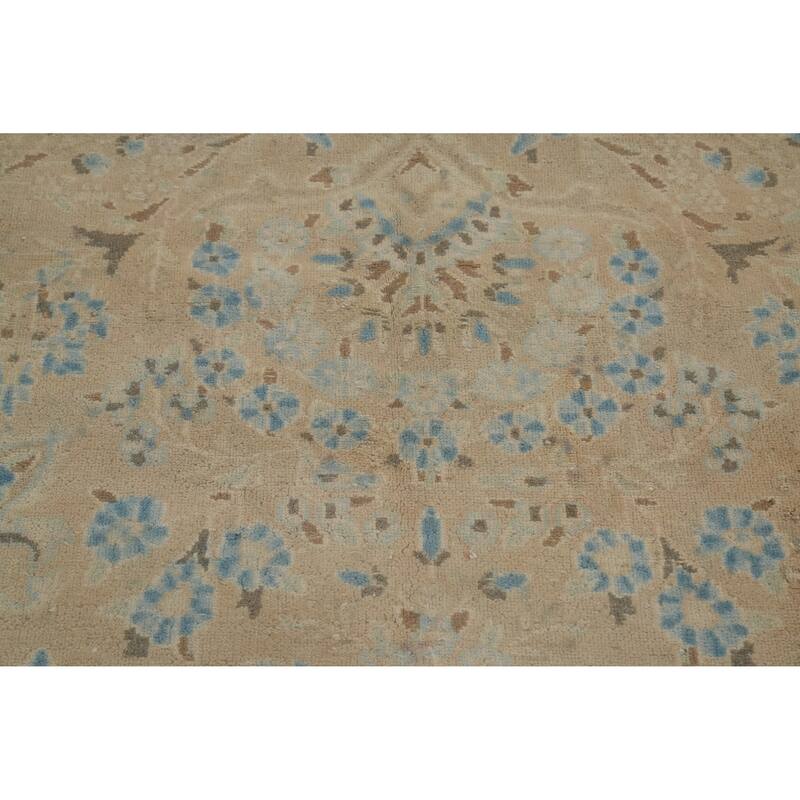 Hand Knotted Oriental 100% Wool Carpet Traditional Floral Beige & Ivories Tabriz Area Rug - 11' 0'' X 8' 1''