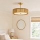 preview thumbnail 32 of 71, 3-Light 20"W Drum Fabric Semi Flush Mount Pendant Chandelier