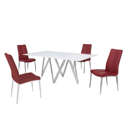 Somette Alyssa Abigail Dining Table with Starphire White Glass Finish