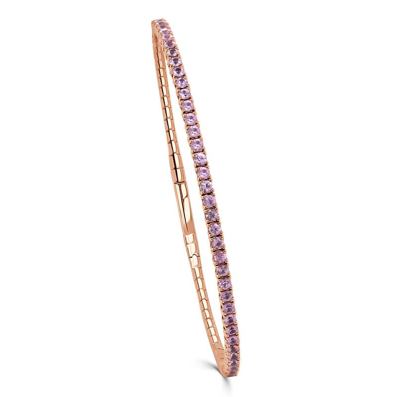 Joelle Collection Gemstone Bangle Flexible 14K Gold Choice of Sapphire, Ruby, Pink Sapphire - Pink - Sapphire - Rose