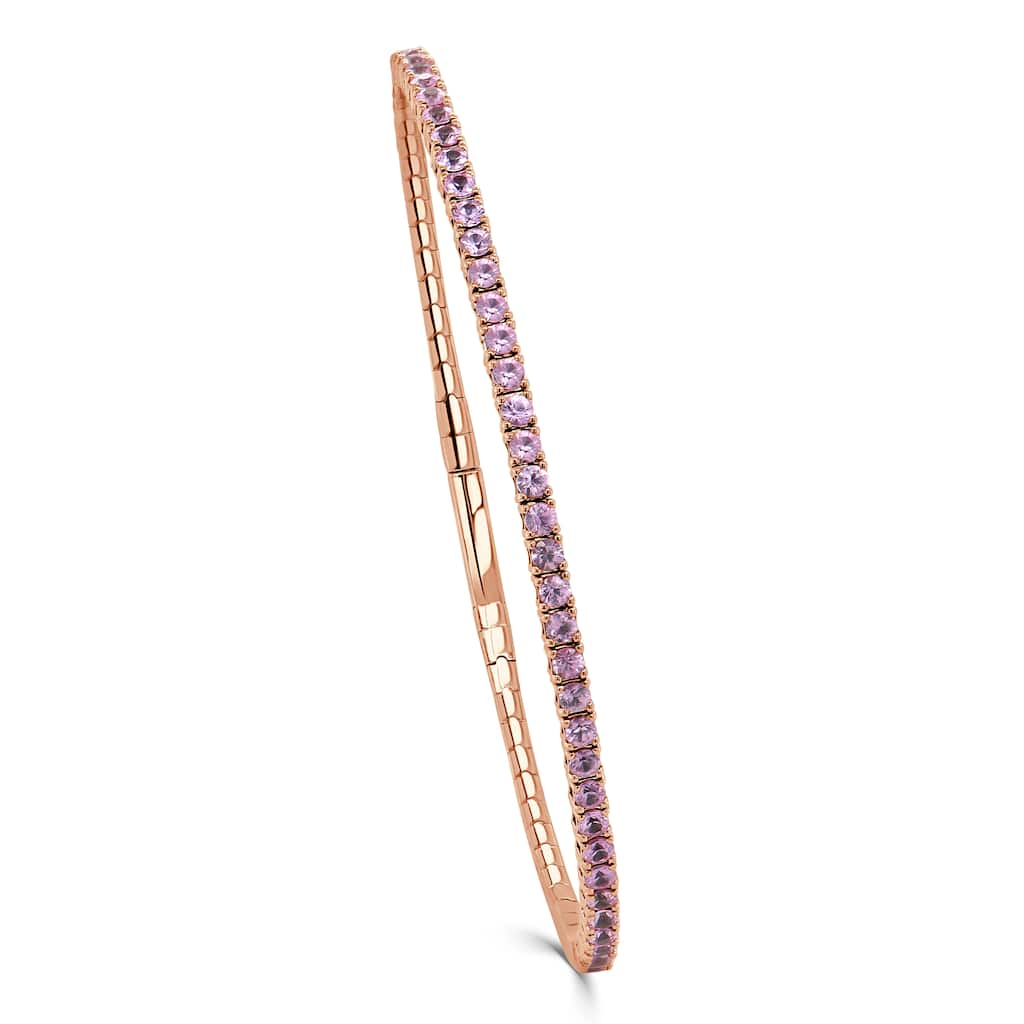 Joelle Collection Gemstone Bangle Flexible 14K Gold Choice of Sapphire, Ruby, Pink Sapphire
