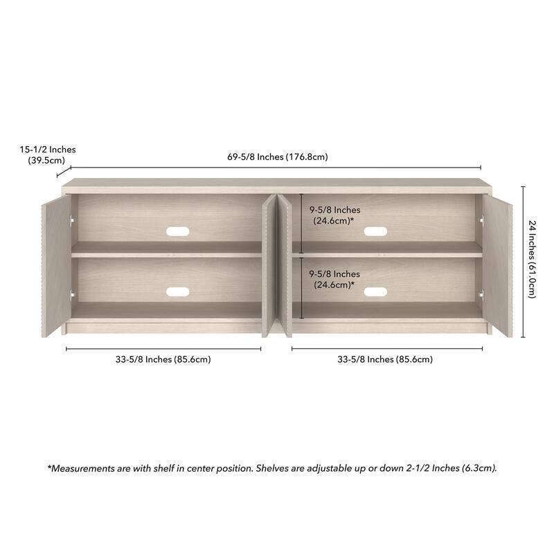 Renad Rectangular Fluted TV Stand for TV's up to 78" - 70" Wide