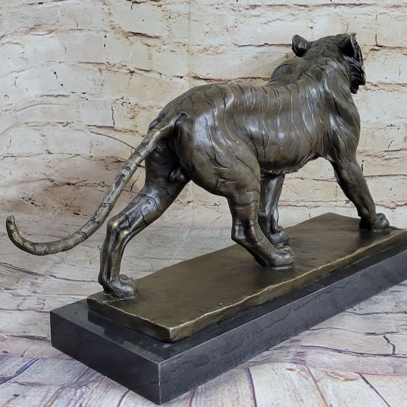 Signed Barye Cougar Imitative Lion Tiger Wild Animal Circus Cage Bronze Sculpture Statue