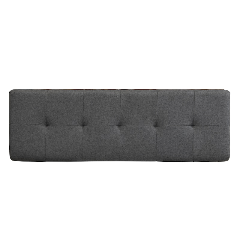 Wooden Shoe Storage Bench Entryway Tufting Bench w/ Adjustable Shelves聽