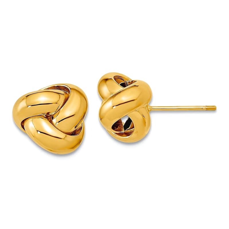 Curata 14k Yellow or White Gold 11mm Large Polished Love Knot Post Earrings - Yellow Gold