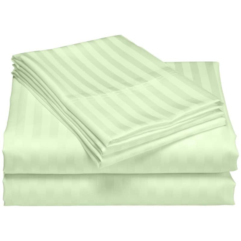 1200 Thread Count Cotton Deep Pocket Luxury Hotel Stripe Sheet Set - Sage - Queen