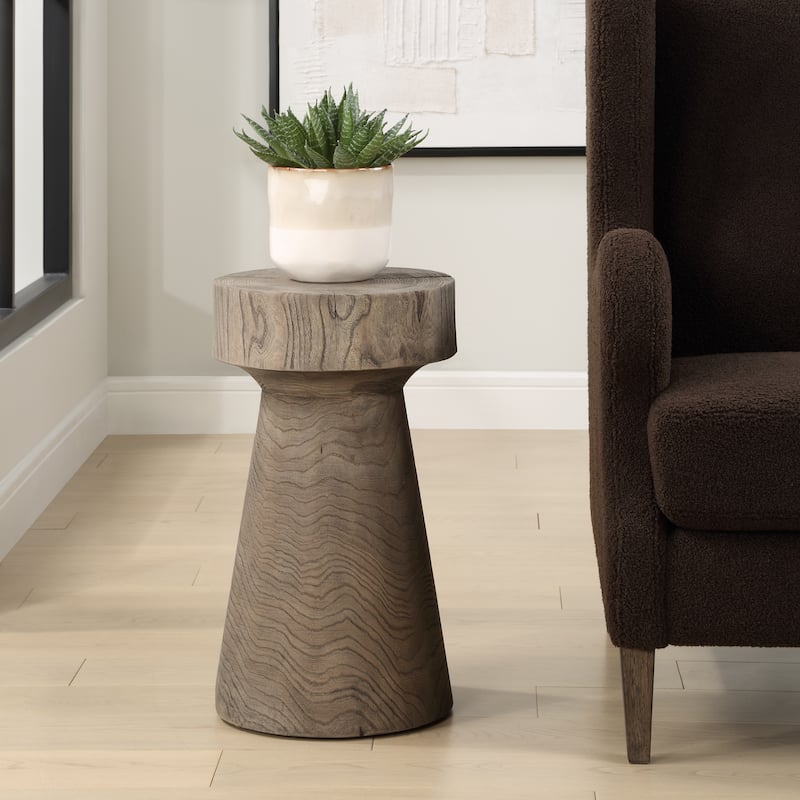 Hourglass Shaped Oak End Accent Table - 22.5" - Brown