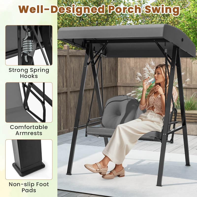 Costway 2-Person Outdoor Porch Swing Swing Loveseat with A-Shaped - See Details