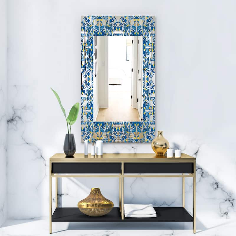 Designart 'Portuguese Tiles' Mid-Century Mirror - Frameless Printed Wall Mirror