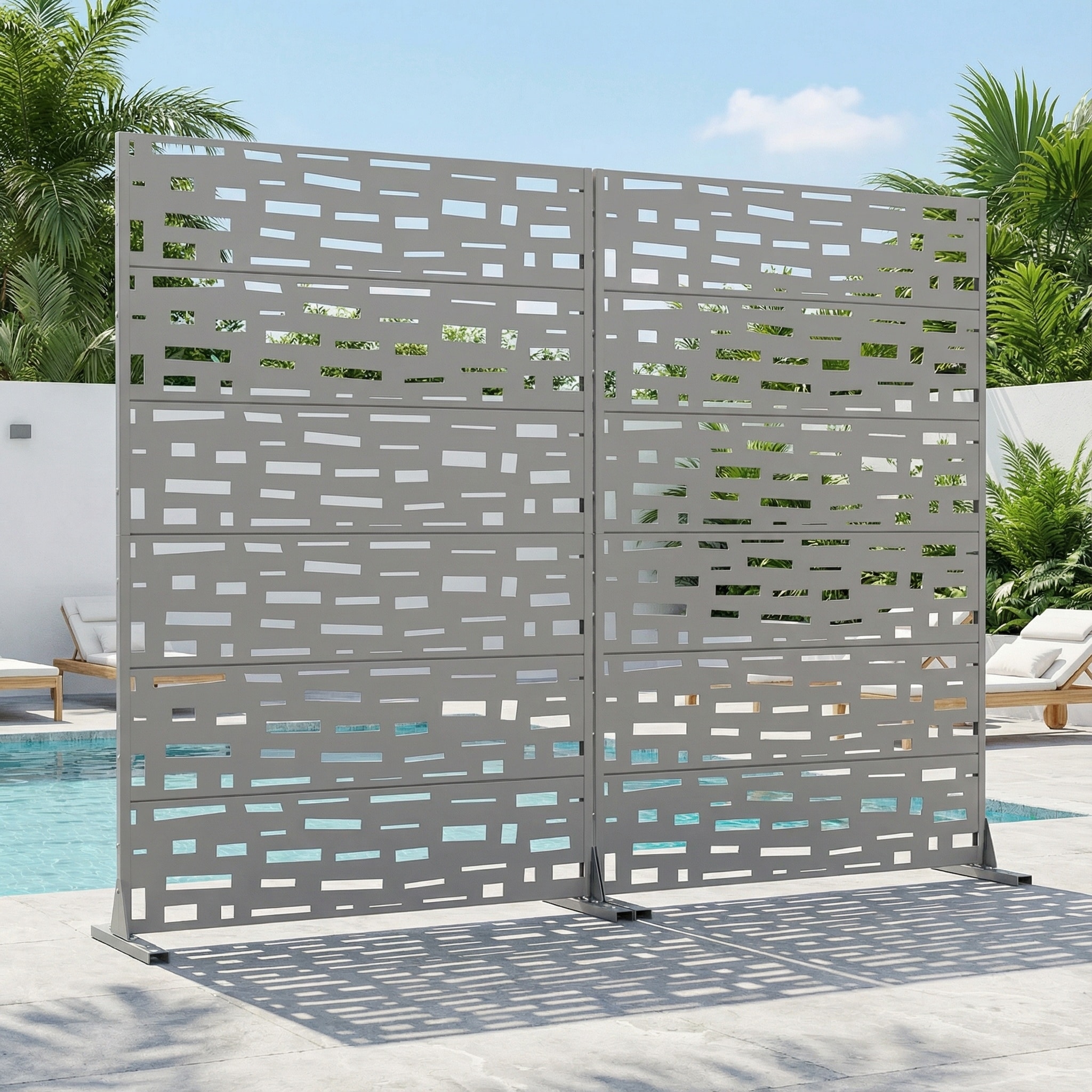 Outdoor Metal Privacy Screen Fence Panel Set of 2