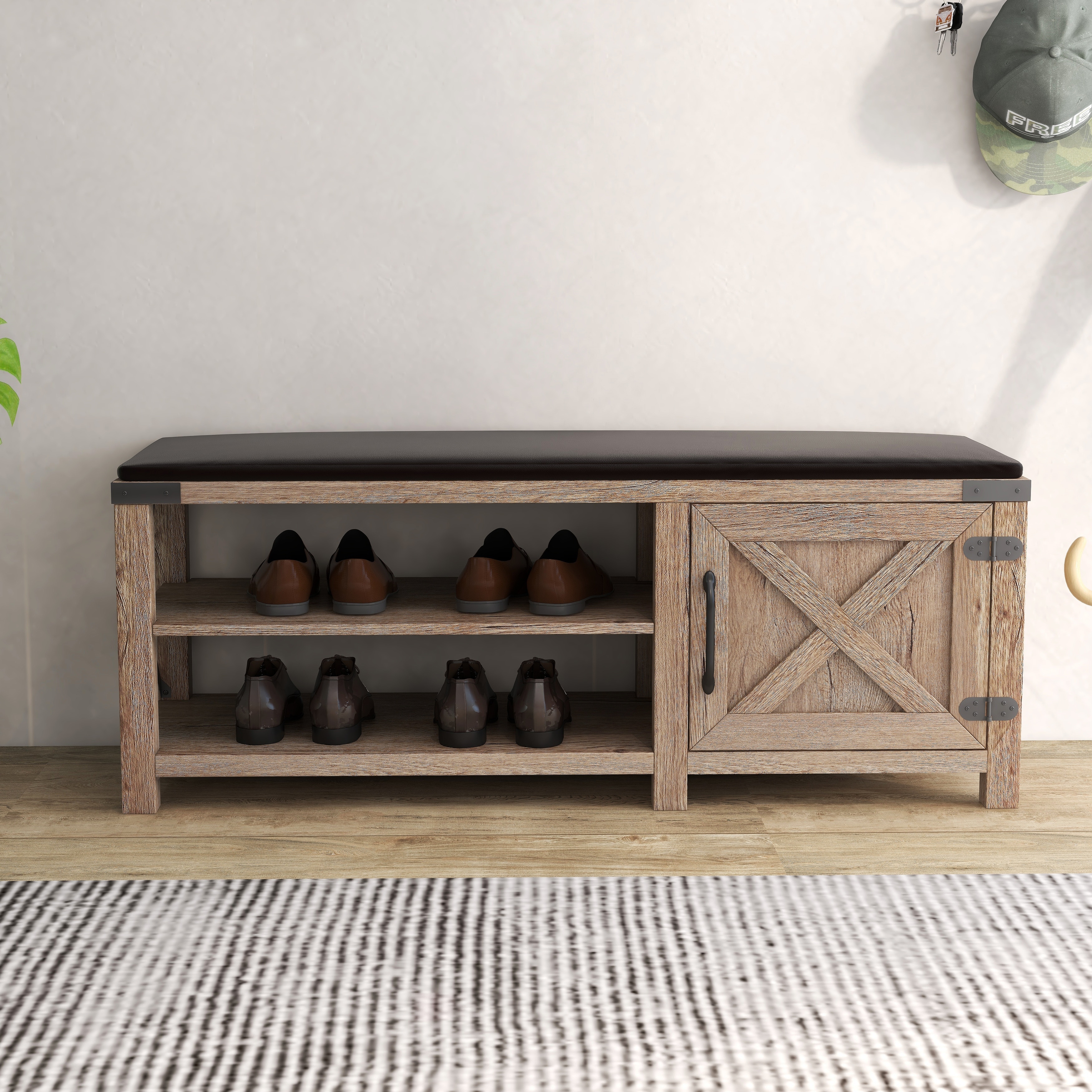 Small bench with shoe storage on sale