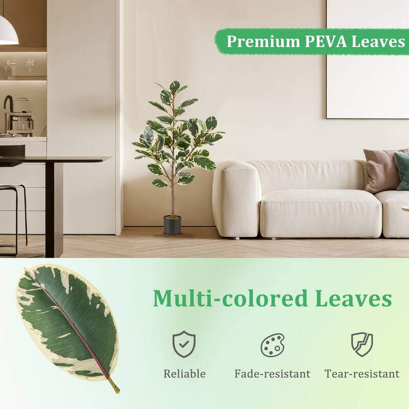 Gymax 4.3 FT Artificial Bird of Paradise Plant 2 Pack Fake Banana Leaf