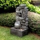 preview thumbnail 15 of 19, Teamson Home 28.5" Outdoor 4-Tier Stacked Stone Cascading Water Fountain with LED Lights