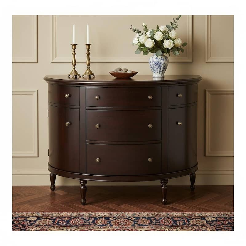 HomeRoots 41" Dark Brown Solid Wood Five Drawer Sideboard - 41.00 in. x 34.00 in. x 16.00 in. - 41.00 in. x 34.00 in.  x 16.00 in.