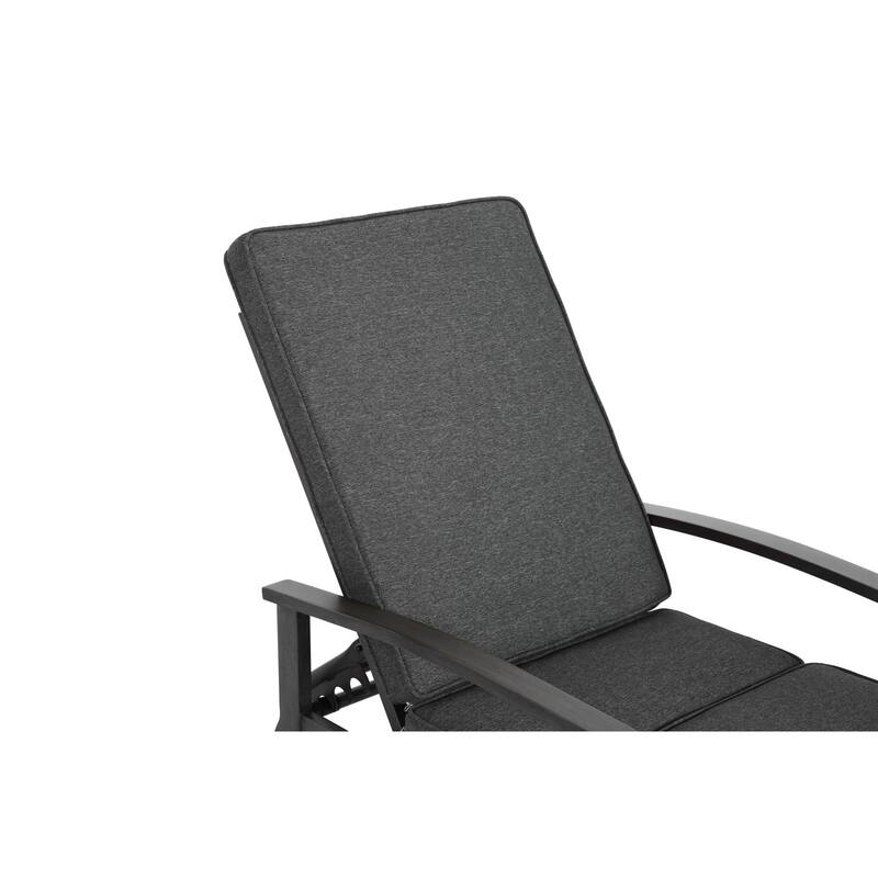 Adjustable Reclining Aluminum Chaise Lounge with Wheels for Poolside Patio Outdoor Navy Blue Rust-Resistant