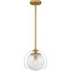 preview thumbnail 1 of 6, Eslinger 1-Light Brushed Gold Mini Pendant