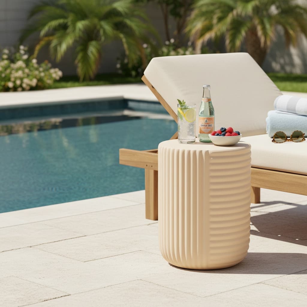 Christopher Knight Home - Aurelia Outdoor Cream MGO Side Table - Creamy Beige