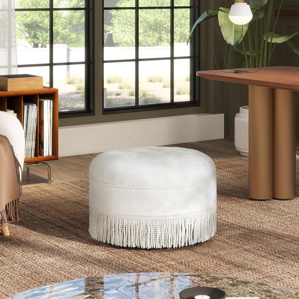 Yolanda 24" Upholstered Round Accent Ottoman