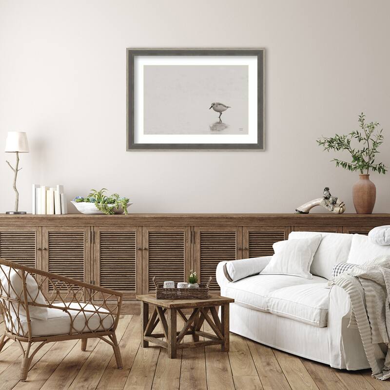 Tybee Island Sanderling by Nathan Larson Wood Framed Wall Art Print