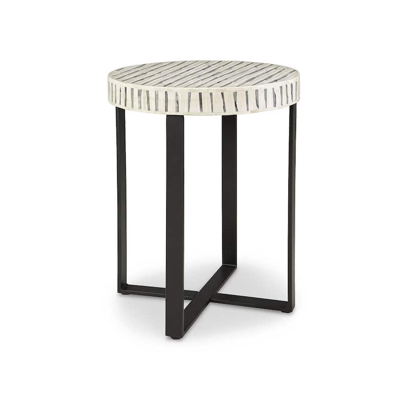 Ashley Furniture Crewridge Cream Bone Inlay Accent Table - 18"W x 18"D x 24"H