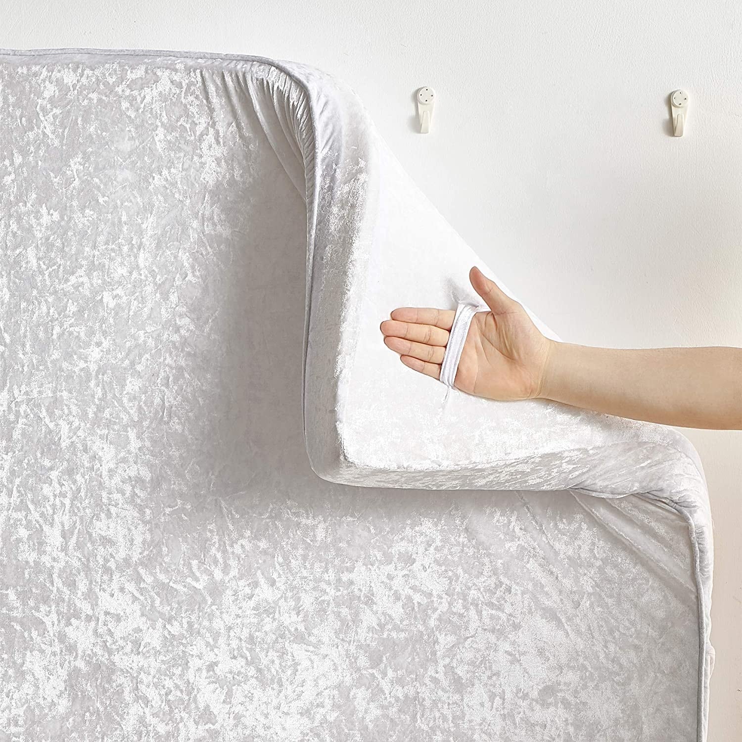 Ice white crushed shop velvet bed