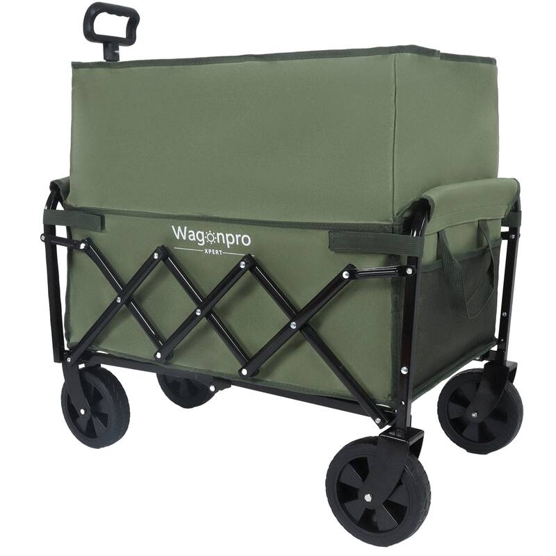 Expandable Dual-Layer Utility Wagon with 100% Extra Space - Grocery Cart for Camping, Shopping, Sports, Gardening, Fishing