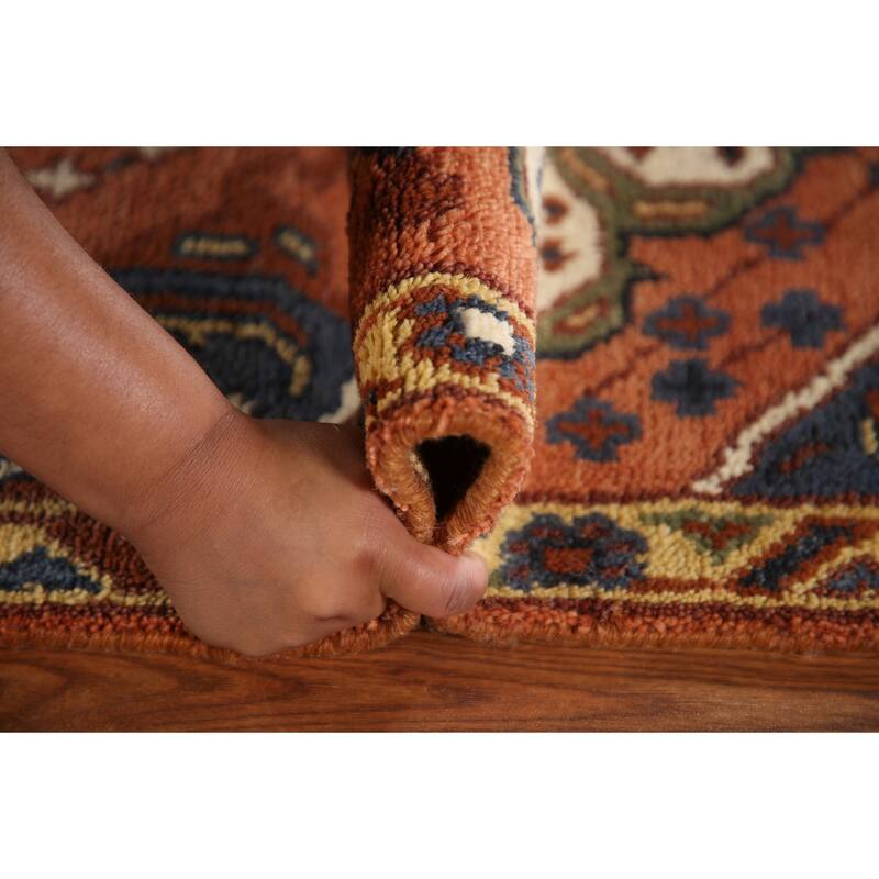 Geometric Kazak Indian Runner Rug Handmade Wool Carpet - 2'6"x 9'10"