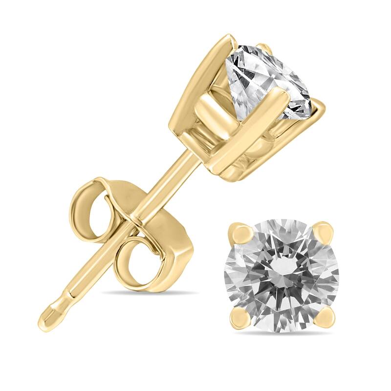 Marquee 1/2 Carat TW Round Diamond Solitaire Stud Earrings In 14k Yellow Gold