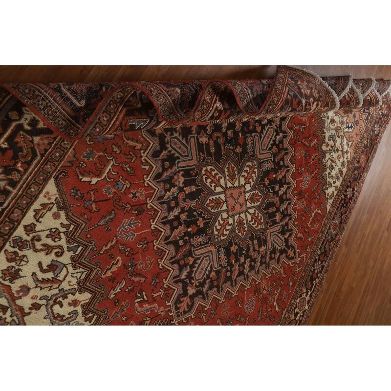 Traditional Geometric Heriz Persian Area Rug Hand-knotted Wool Carpet - 8'0" x 11'1"