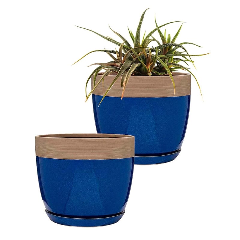 Southern Patio Ana Ceramic Indoor Pot Planter, 2-Pack - 8" Diameter (2-Pack)