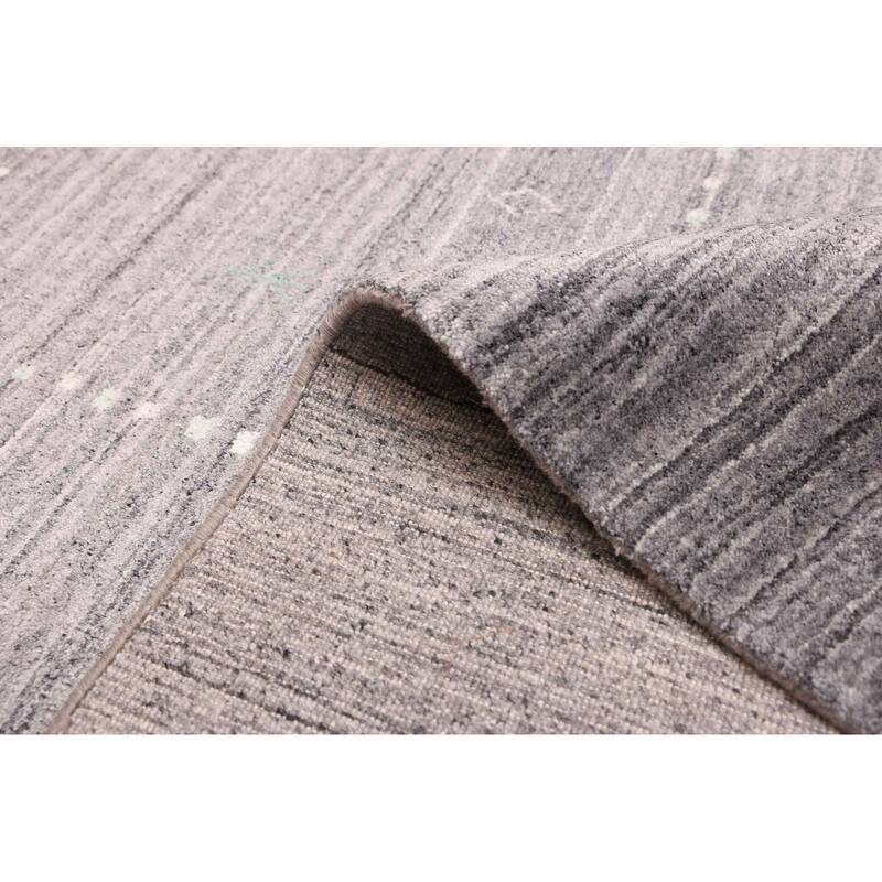 ECARPETGALLERY Hand Loomed Indo Gabbeh Grey Viscose, Wool Rug - 5'6 x 7'6