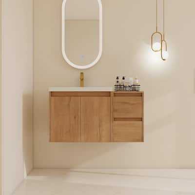 BNK 24''/36''/72'' Bathroom Vanity With Sink, Floating Bathroom Vanity with Soft Close Doors and Shelf