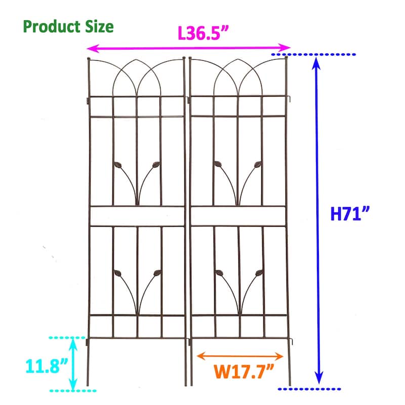 2/4 Pack Garden Trellis for Climbing Plants, 71" x 17.7" Metal Plant Trellis for Potted Plant Support Wall Trellis for Climbing