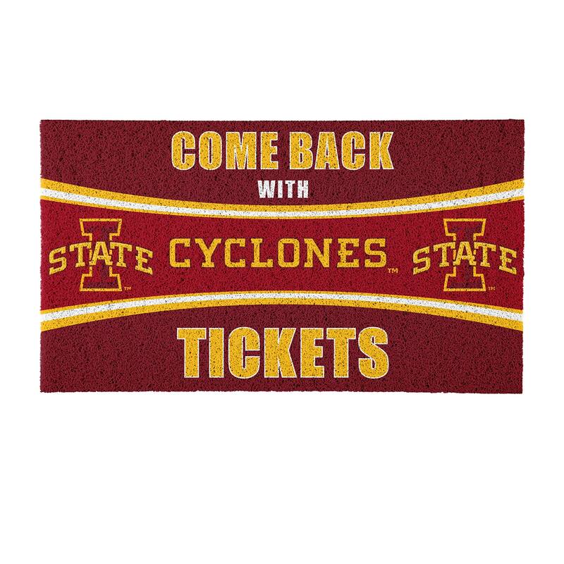 Iowa State University 28 in. x 16 in. PVC "Come Back With Tickets" Trapper Door Mat