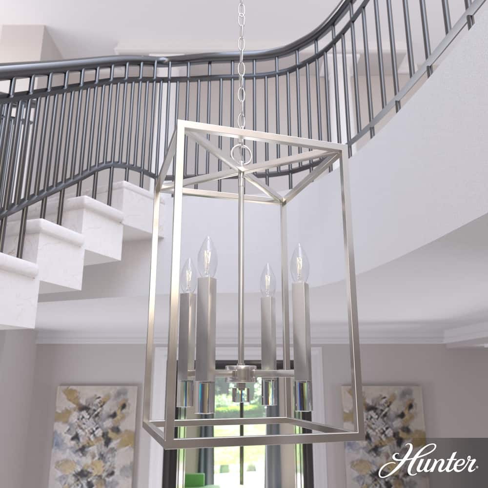 Hunter Sunjai 4 Light Modern Candle Pendant - Entry, Dining room - Caged, Glam, Candle