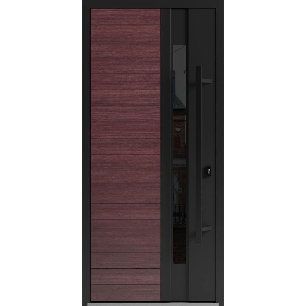 Front Exterior Prehung Steel Door Ronex 0162 Red Oak Entry Metal Painted W36xH80 Left hand Inswing