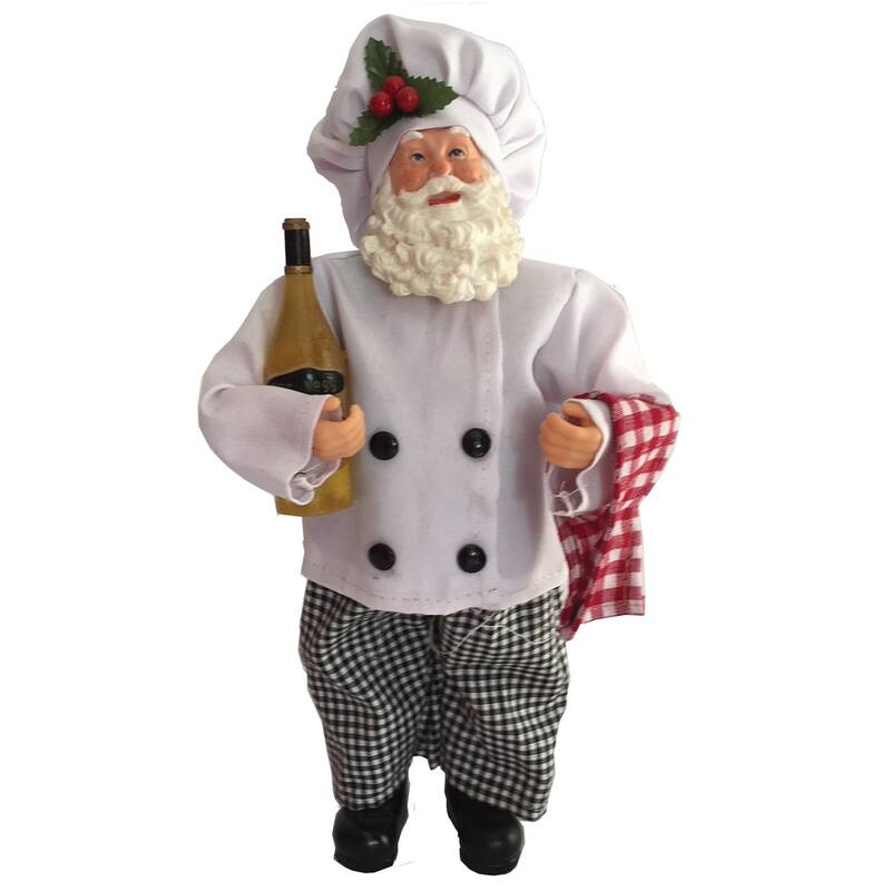 12" Cooking Santa Claus with Wine Christmas Figurine