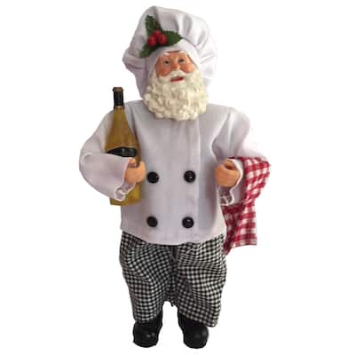 12" Cooking Santa Claus with Wine Christmas Figurine